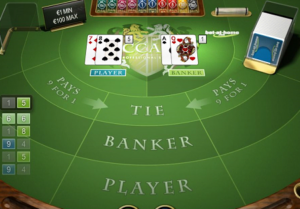 Baccarat gameplay table 